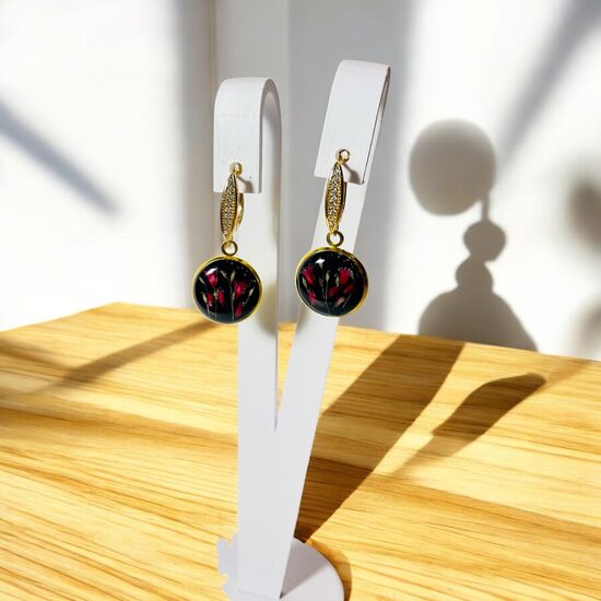 Mazi melni auskari ar ziediem