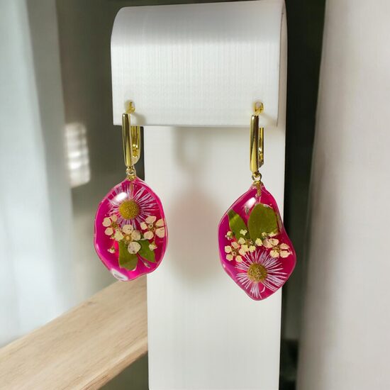 Rozā asimetriski auskari