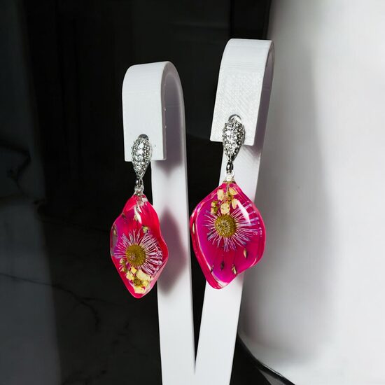 Rozā auskari ar ziediem