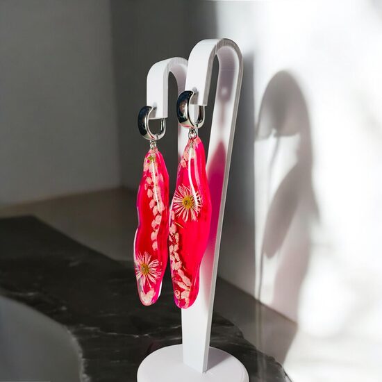 Rozā auskari ar ziediem 2