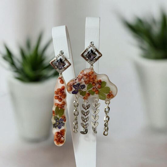 Auskari "Rīsu ziedi un vizbulītes"